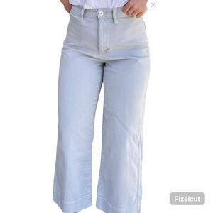 Madewell Light Gray Cropped Wide Leg Jeans Size 23 High Waisted Cotton